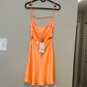 Zara Women's Vibrant Orange Satin Chemise